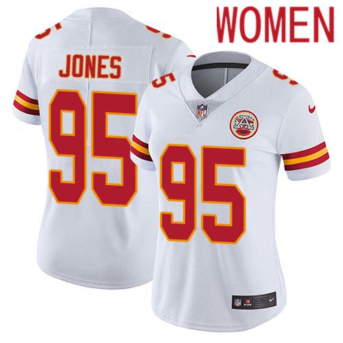 Women Kansas City Chiefs #95 Chris Jones Nike White Vapor Limited NFL Jersey->women nfl jersey->Women Jersey